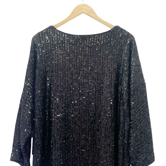 Vince Camuto Black Sequin Long Sleeve Dress - Picture 6 of 14